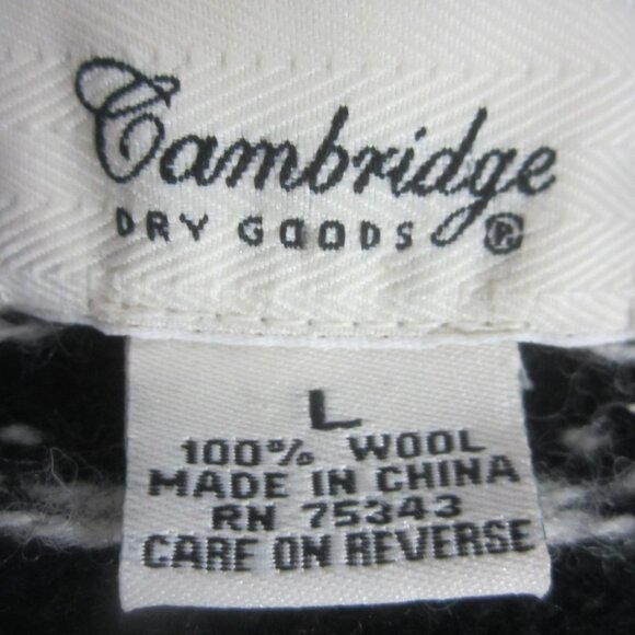 Vtg Cambridge Dry Goods Womens L Black Red Nordic 100% Wool Cardigan Sweater - Picture 3 of 9